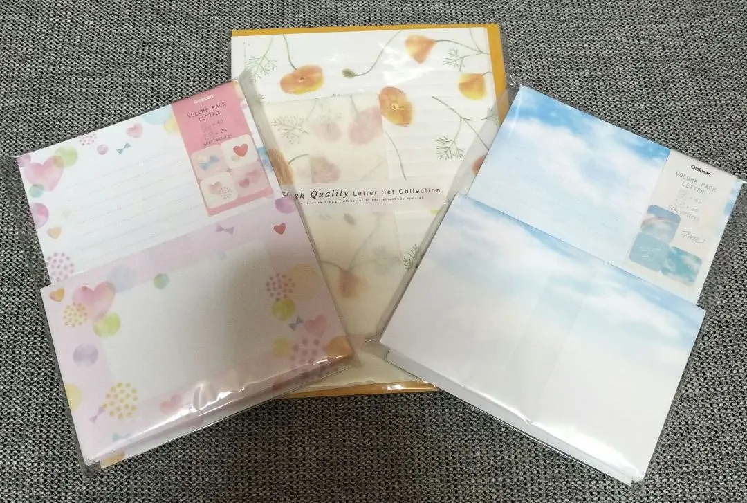 Thumbnail of Stationery Set - 3 Sets - Heart, Sky, Clouds, Sky, Flowers, Rare
