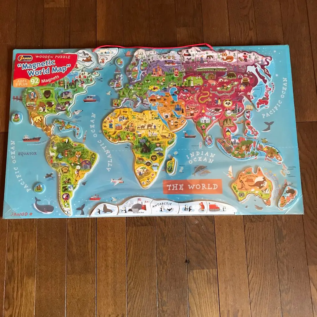 SALE♡JANOD 世界地図 ジグソーパズル♡ 高い素材 Amazon.com: 92 - Puzzle Map World Magnetic Wooden