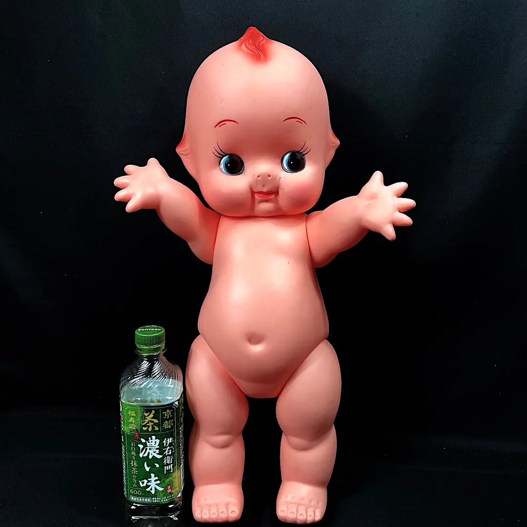 O4600M 特大 ミニ キューピー 人形 緑羽 たらこ 着せ替え ピンクパンサー キーホルダー セット 大量 まとめ 昭和 レトロ : キューピー人形 緑の羽根付きヴィンテージ ソフビ 全長