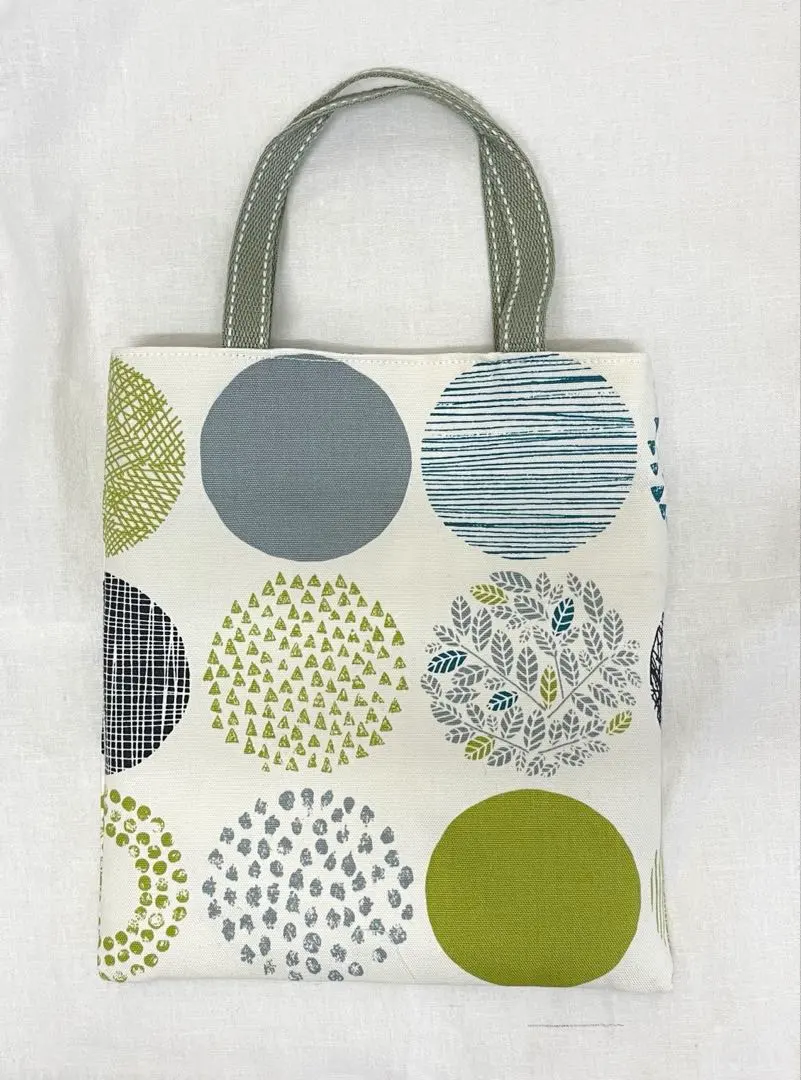 Thumbnail of Mini tote bag, flat-bottomed 2-way tote, walking tote, handmade, Nordic pattern