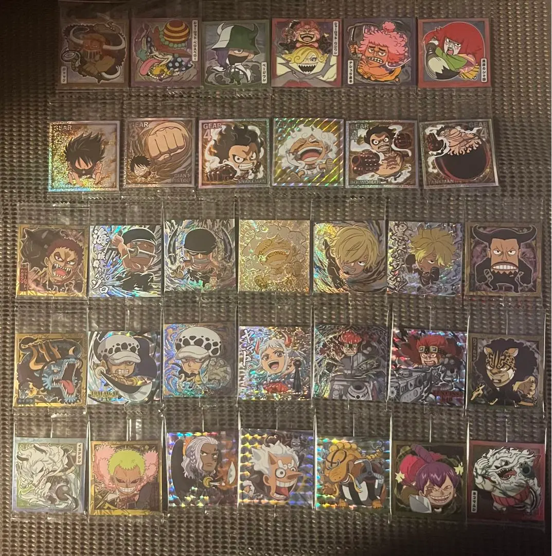 Thumbnail of One Piece Great Pirate Seal Wafer 6 - Full Set of 33 Cards including UGSR Queen (Reverse)