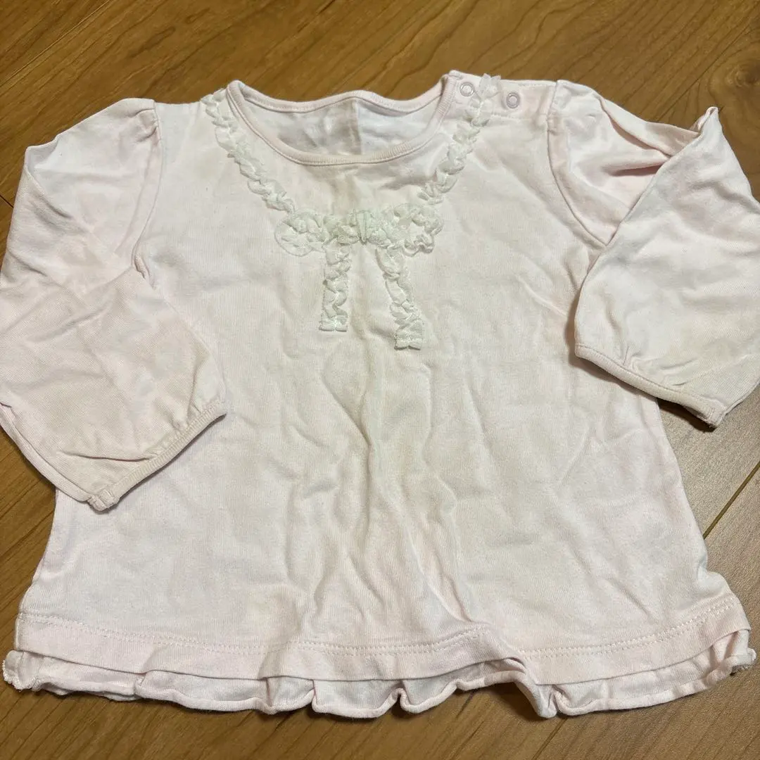 Thumbnail of Light pink long-sleeved cut-and-sew shirt, size 90