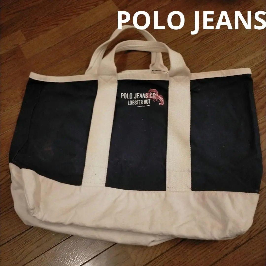 POLO JEANS COMPANY ヴィンテージトートバッグ Vintage Ralph Lauren Polo Jeans Company Tote Bag Cream Black