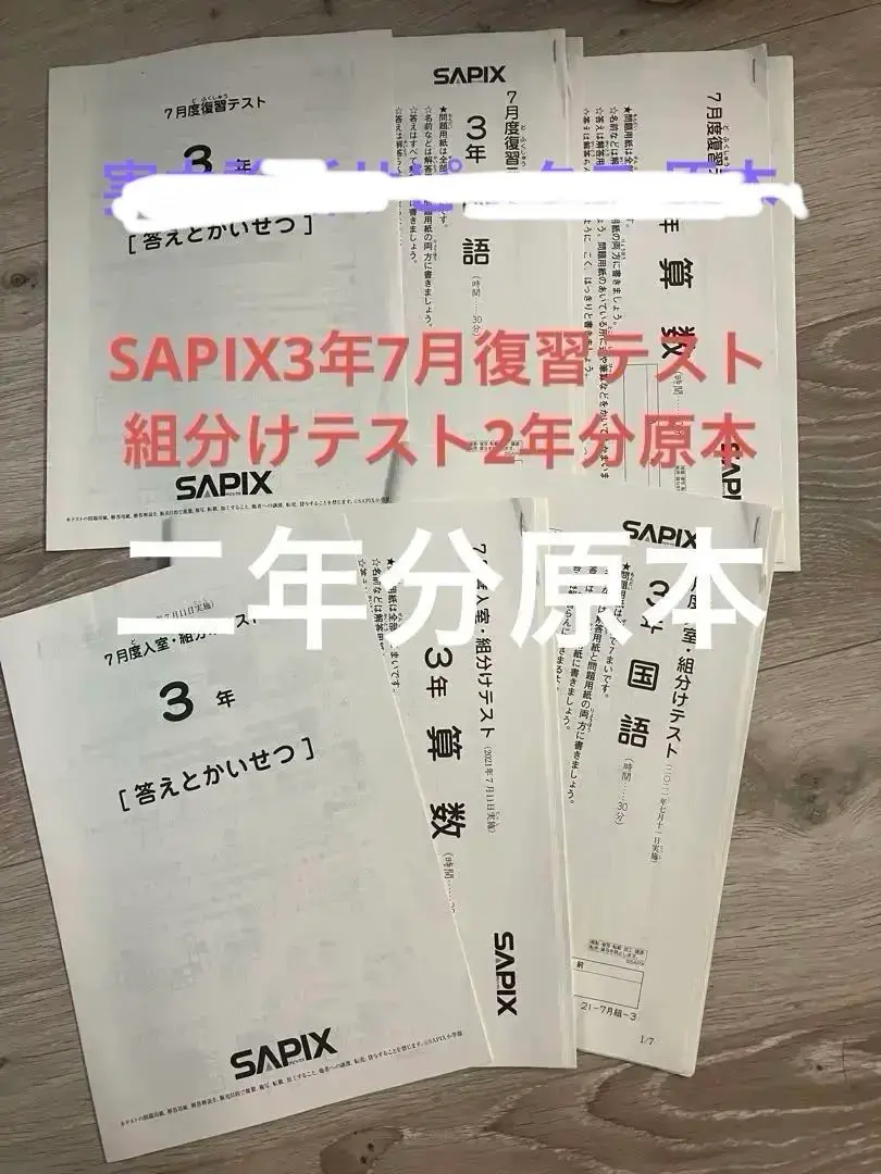 サピックス3年生　算国7月復習入室組分けテスト 実力診断サピックス オープン３年 2025年最新】sapix 組分けテスト 3年生 7月の人気アイテム
