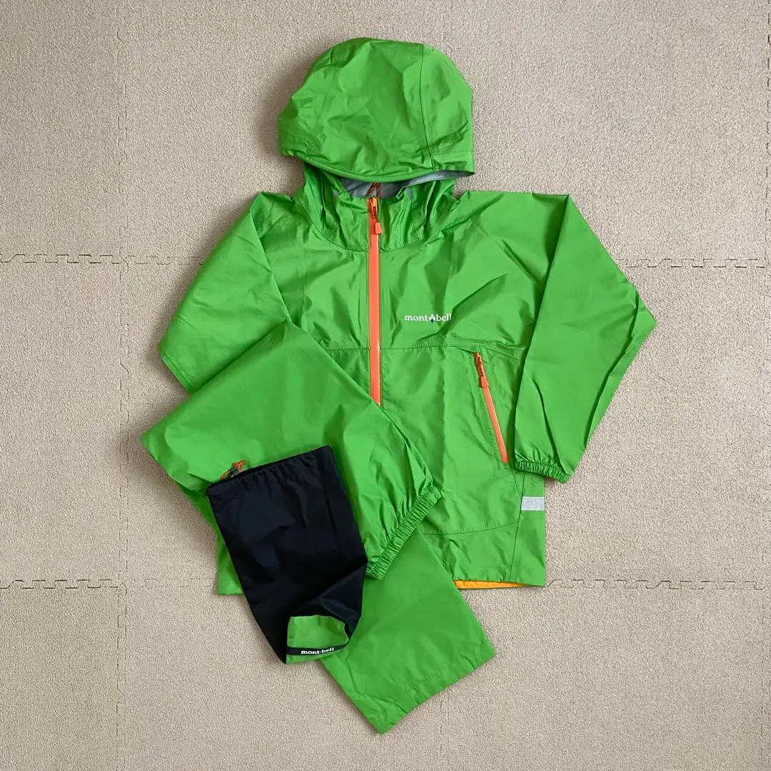 【極美品✨】montbell　レイントレッカー　上下　150cm 緑 montbell/モンベル/レイントレッカー Kid's グリーンのレンタル