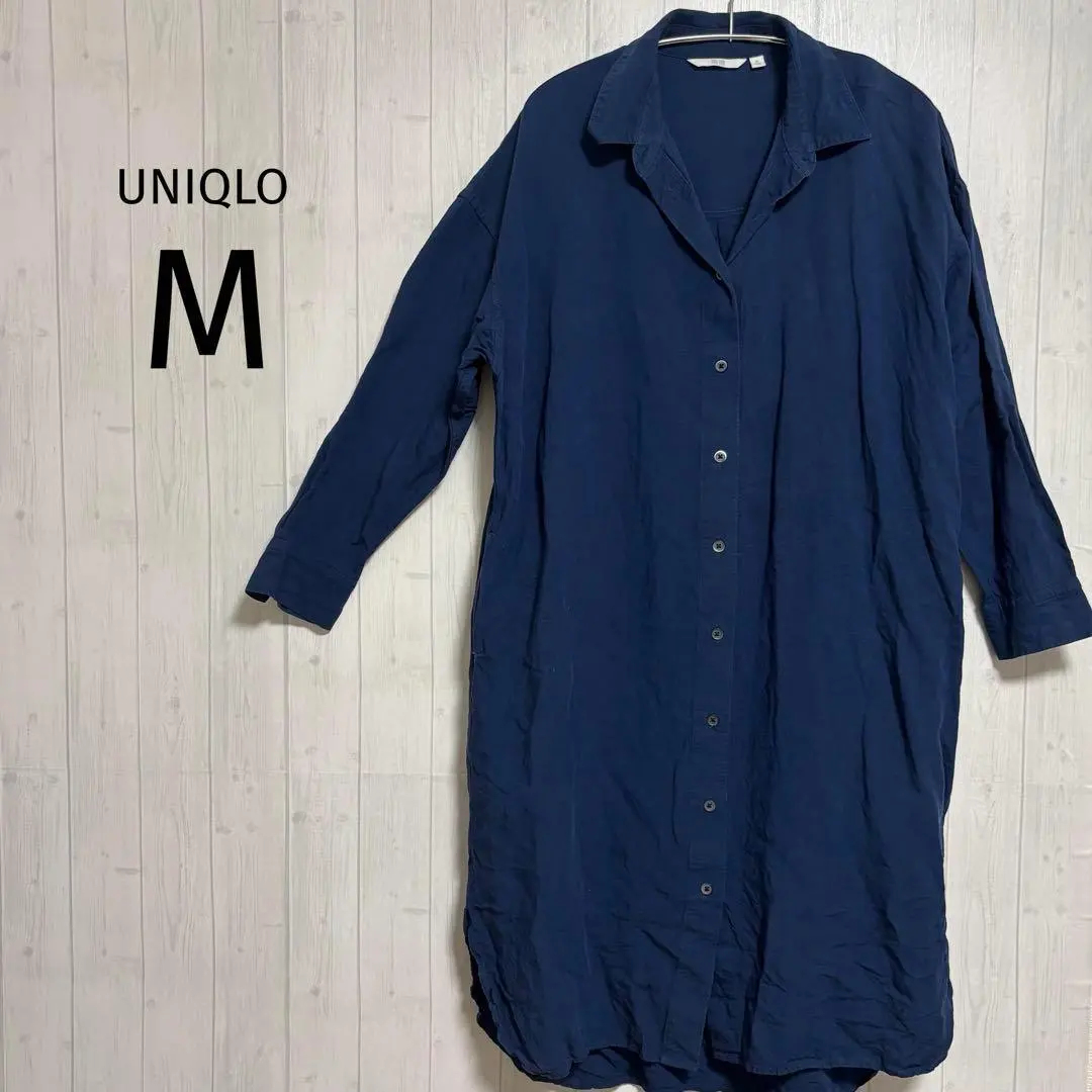 Thumbnail of 【Uniqlo/UNIQLO】✨Excellent Condition✨ Long Sleeve Shirt Dress Navy M with Pockets