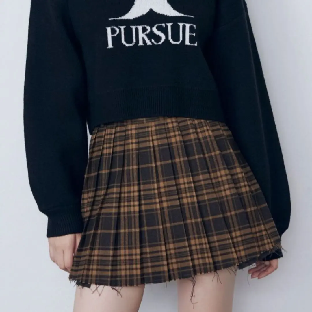 Thumbnail of EMODA Cut-off Pleated Mini Skirt y2k Check