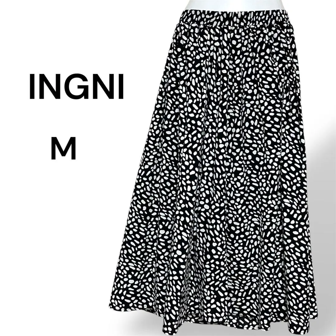 INGNI 黑白圓點長裙 M碼 腰部鬆緊帶寬鬆 的縮圖