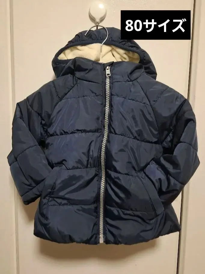 羽絨外套 80碼 帶帽 海軍藍 嬰兒外套 防寒衣 的縮圖