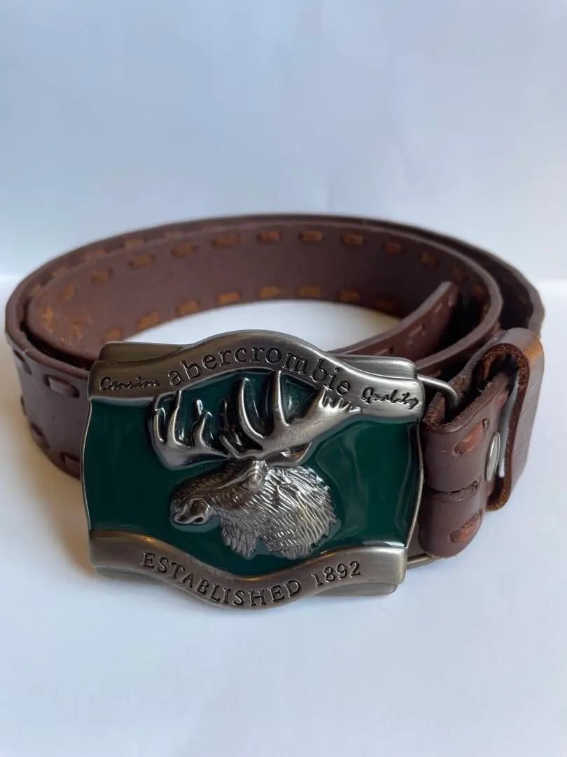 ◆アバクロENGLAND製◆本革ベルト バックル付き Sサイズ◆31インチ79・3cm 厚み4㎜弱 B37 極美品 Abercrombie\u0026Fitch アバクロ バックル レザーベルト 牛革