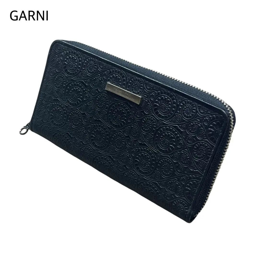新品★GARNI長財布 GARNI ガルニ Insection Zip Long Wallet 長財布 黒 新品同様