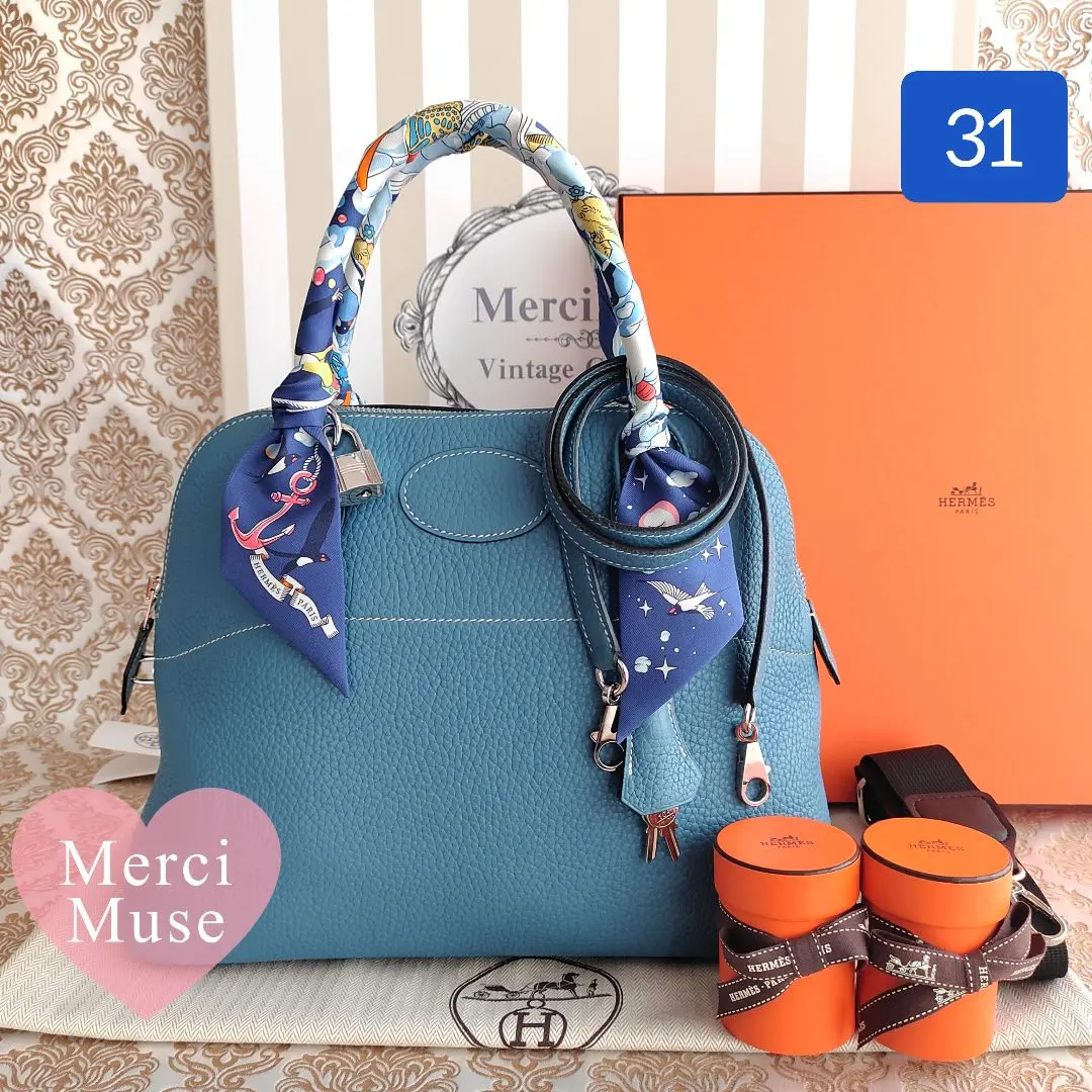 極美品⭐︎HERMES エルメス ボリード31 ブルージーン ブルー ハンドバッグ エルメス HERMES ボリード31 □I刻印 ブルージーン/シルバー金具
