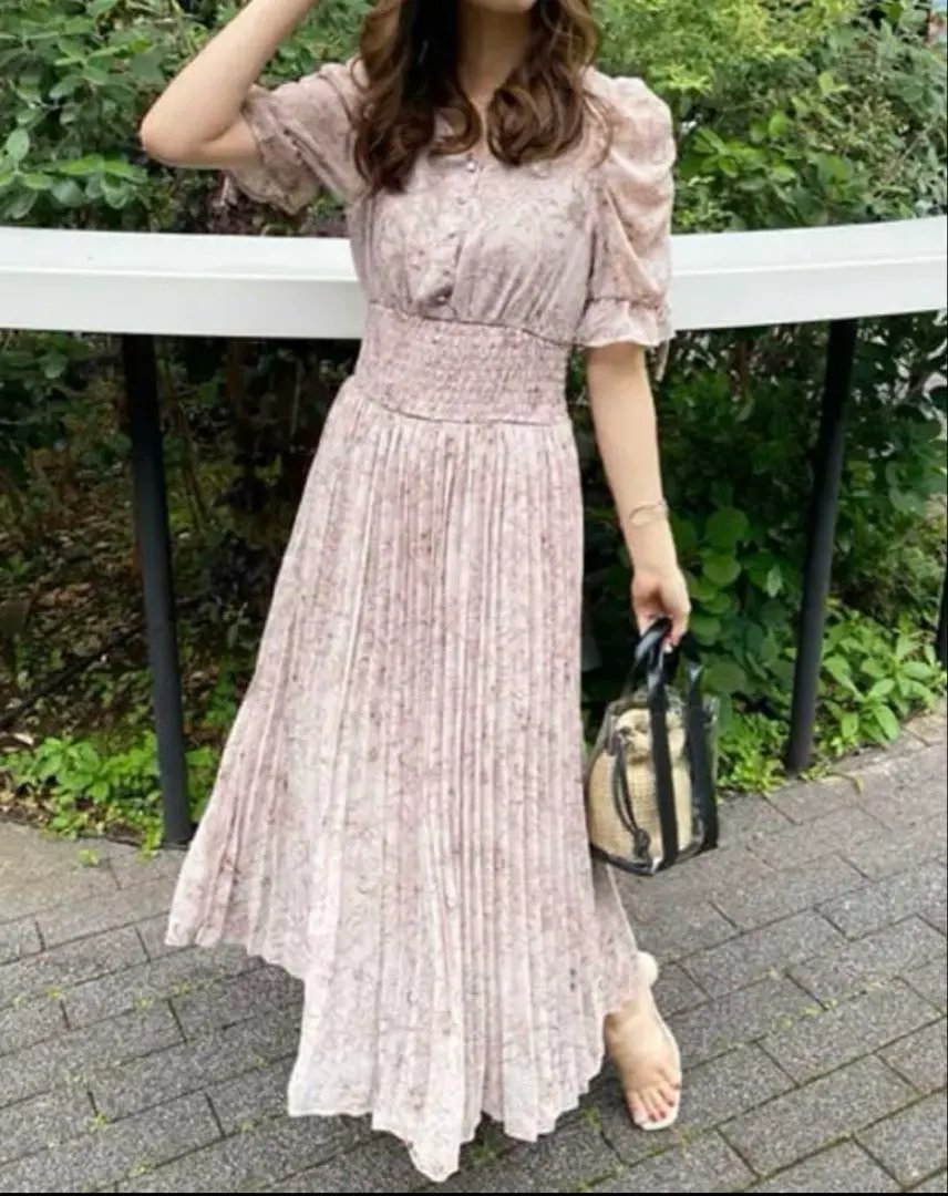 Thumbnail of Floral V-neck Pleated Dress - INGNI