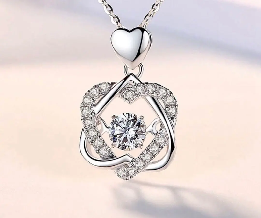 Thumbnail of Dancing Stone Necklace for Women, K18, Double Heart Cross