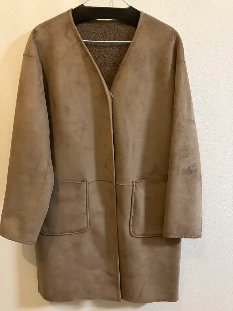 Thumbnail of Sonny Label Beige Suede-like Mouton Coat Reversible