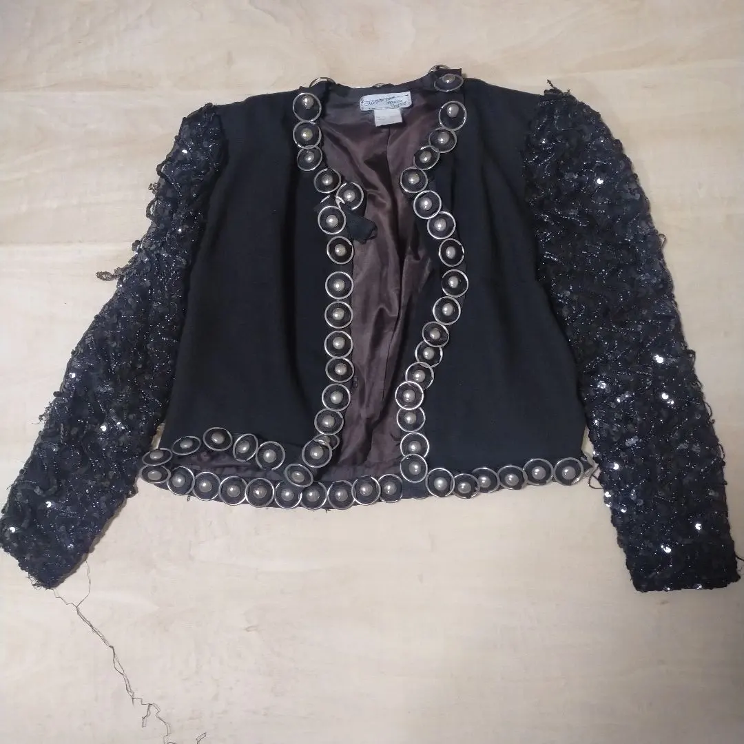 Y2K 亮片袖 無領外套 的縮圖