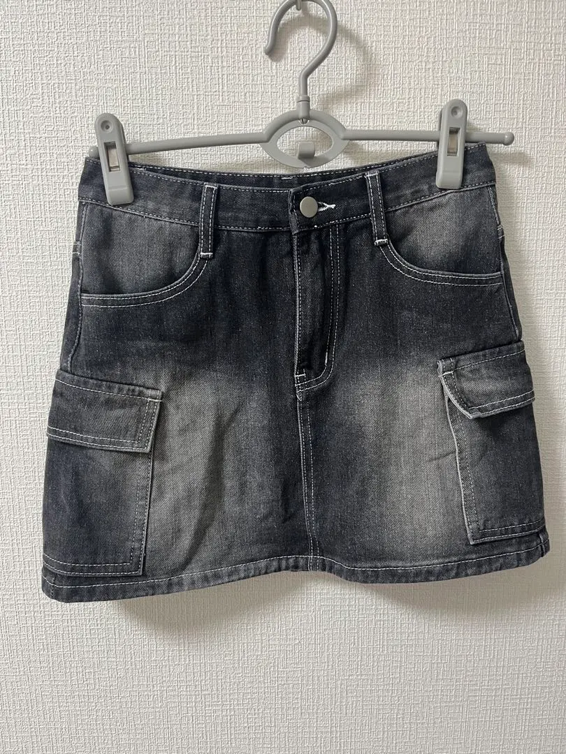 Thumbnail of Black denim mini skirt