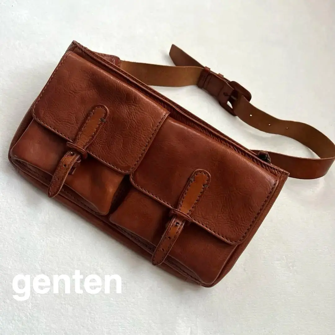 【良品】genten ボディバッグ ブラウン オールレザー 本革ウエストポーチ 2025年最新】genten レディース ボディバッグ・ウエストポーチの