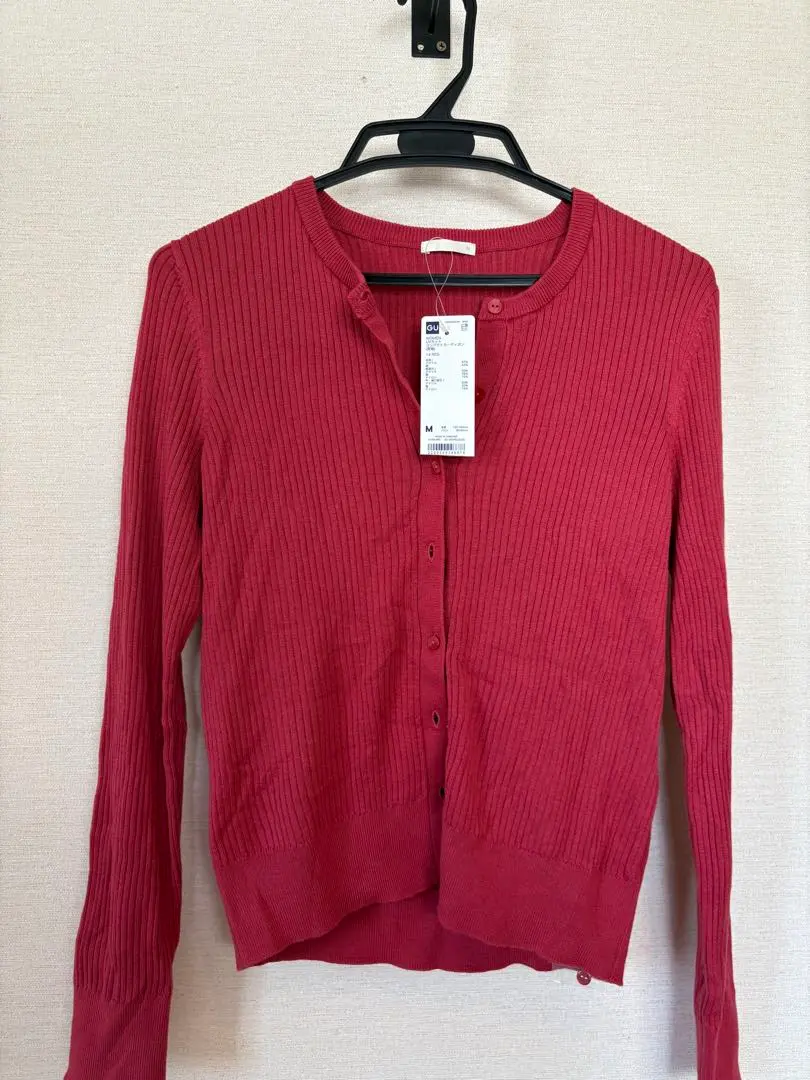 Thumbnail of GU Red Ribbed Long Sleeve Cardigan