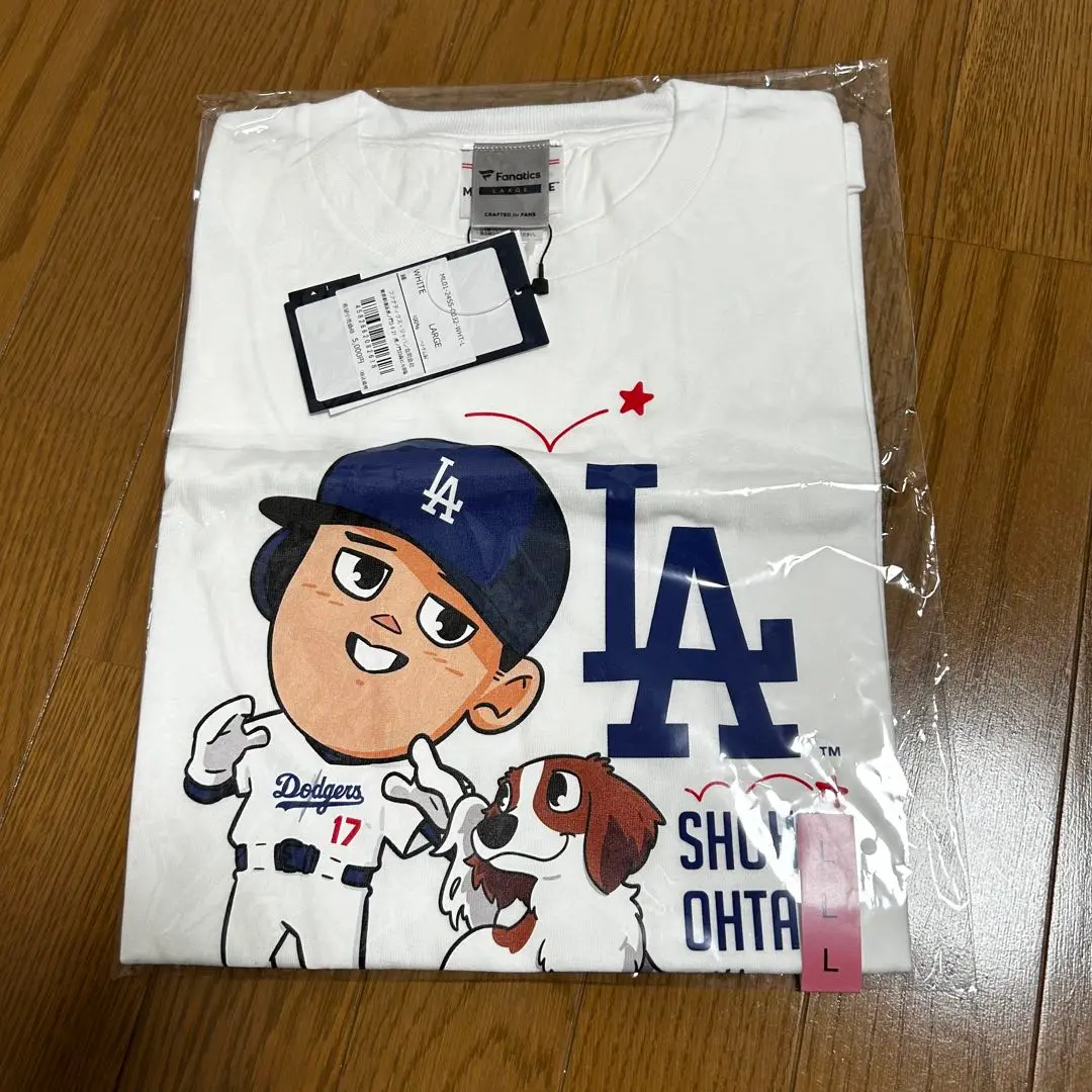 大谷翔平 　デコピン　ドジャース　ヘッドバンプTシャツ　XL 大谷翔平選手×愛犬デコピンによる「ヘッド・バンプ」Tシャツ