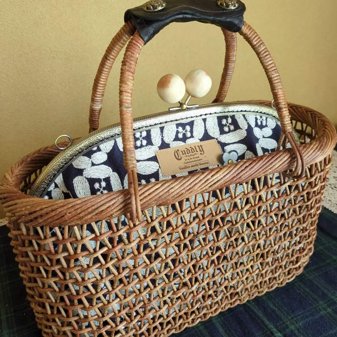 あけびかご　籠　かご　こだし編み　バスケット　青森　天然素材　作家物 あけび-かごバッグ｜こだし編み｜特小・ミニサイズ｜小判底