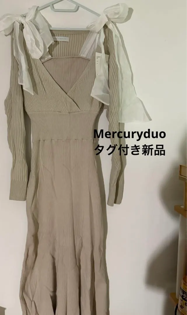 Thumbnail of MERCURYDUO 2WAY Shoulder Ribbon Mermaid Knit Dress - New