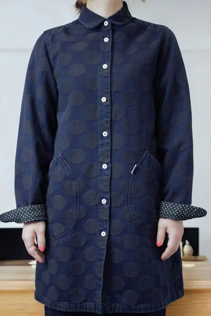 希少6サイズ✨ Blue Trick 岡山デニム 長袖シャツ インディゴ 水玉 希少6サイズ✨ Blue Trick 岡山デニム 長袖シャツ インディゴ 水玉