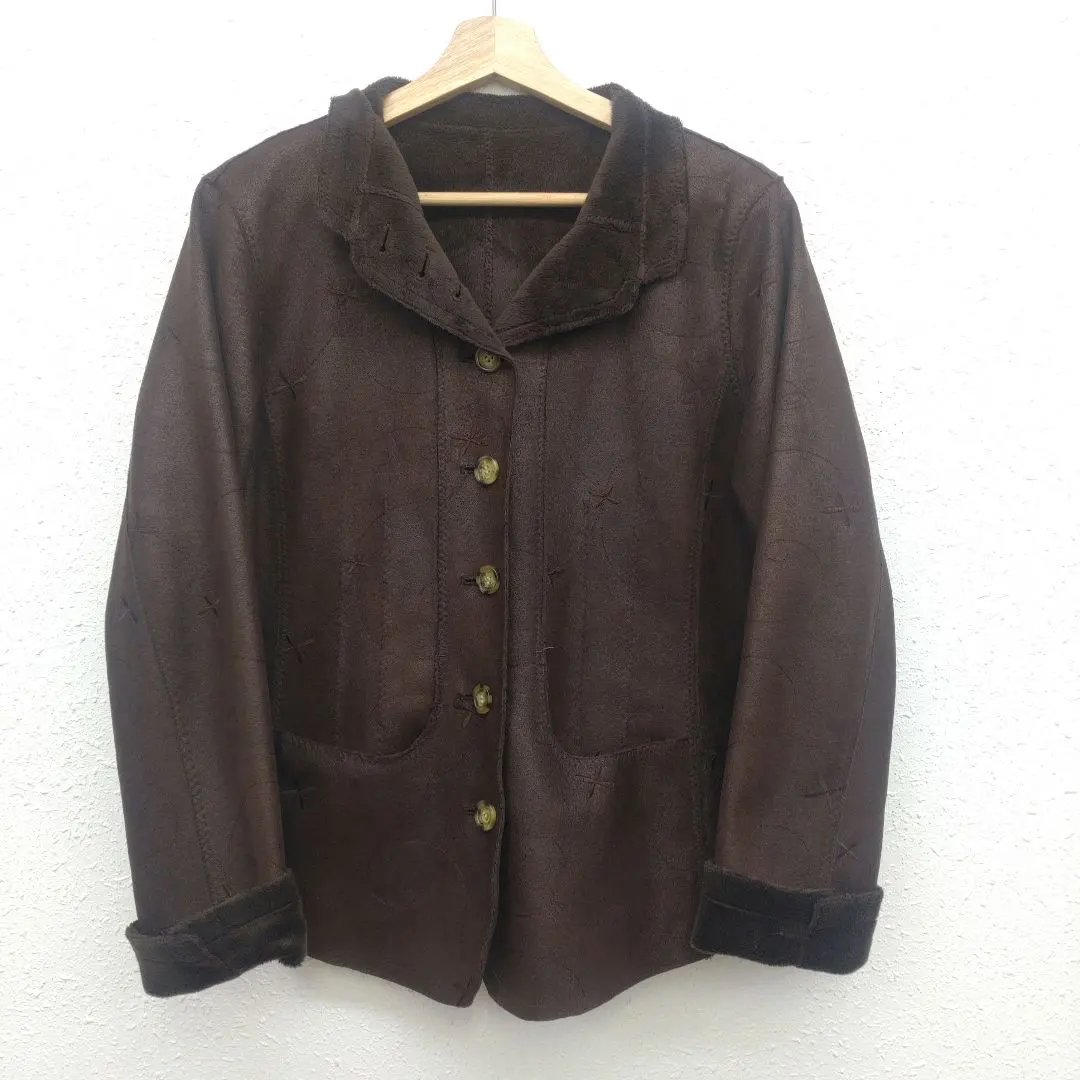 Thumbnail of Faux leather jacket, size M, brown, short coat
