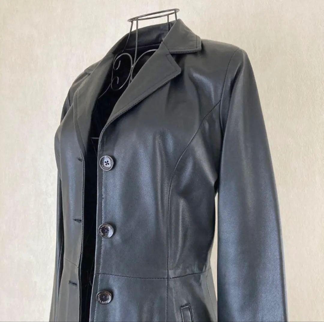 SKIN VALLEY (斯金谷) 黑色 真皮 長大衣 真皮 的縮圖