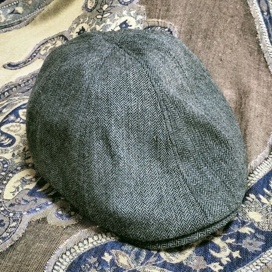 Thumbnail of ✨GLOBAL WORK✨ Men's Hunting Cap Herringbone Weave Beret Dark Gray F