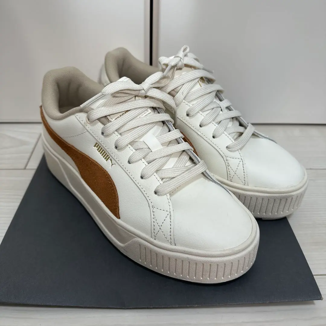 PUMA スニーカー 目黒蓮、岩本照モデル24.5CM ホワイト/ブラウン PUMA スニーカー 目黒蓮、岩本照モデル25CM ホワイトブラック