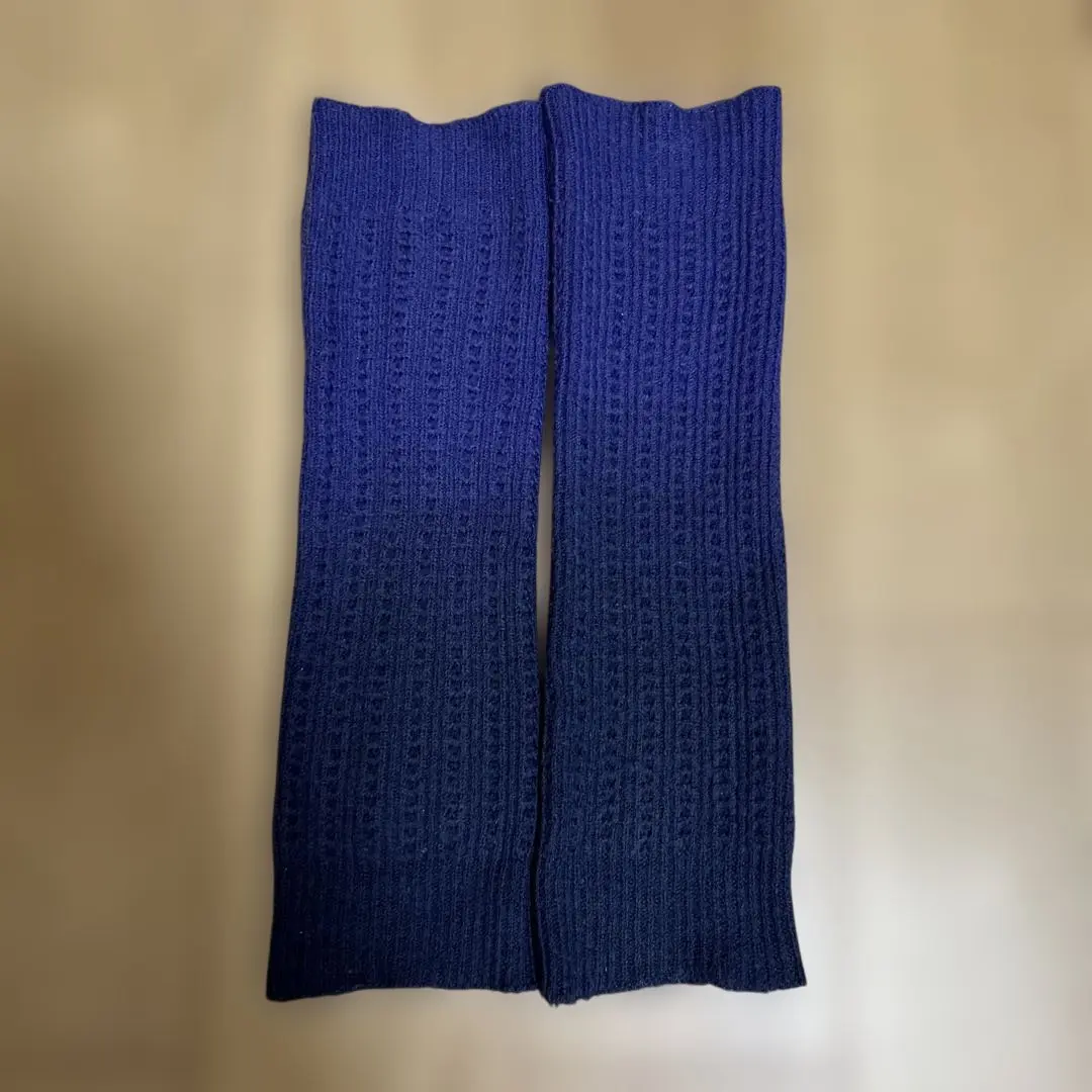 漸層海軍藍色 羅紋編織 腿套 的縮圖
