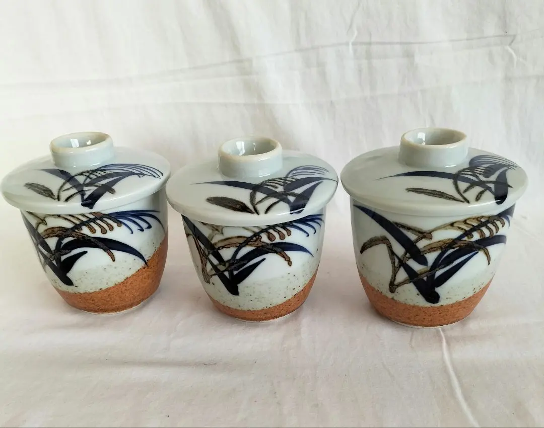 美品★和風茶碗蒸し 附蓋蒸碗 3客 昭和復古 的縮圖