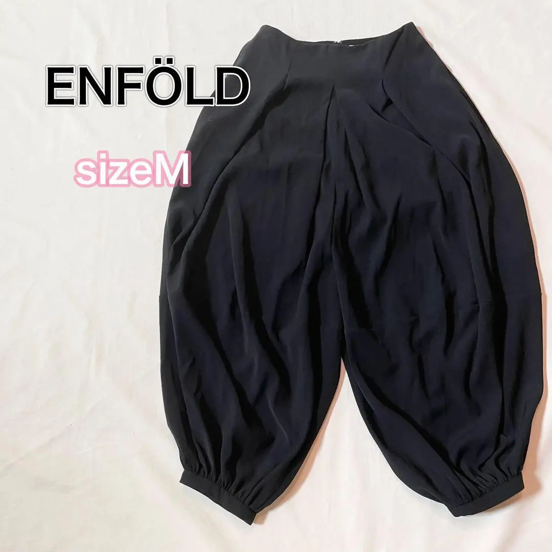 エンフォルド　黒 サルエルパンツ　サマーウール夏 ENFOLD(エンフォルド)｜サマーウール ベルト付タックワイドTR