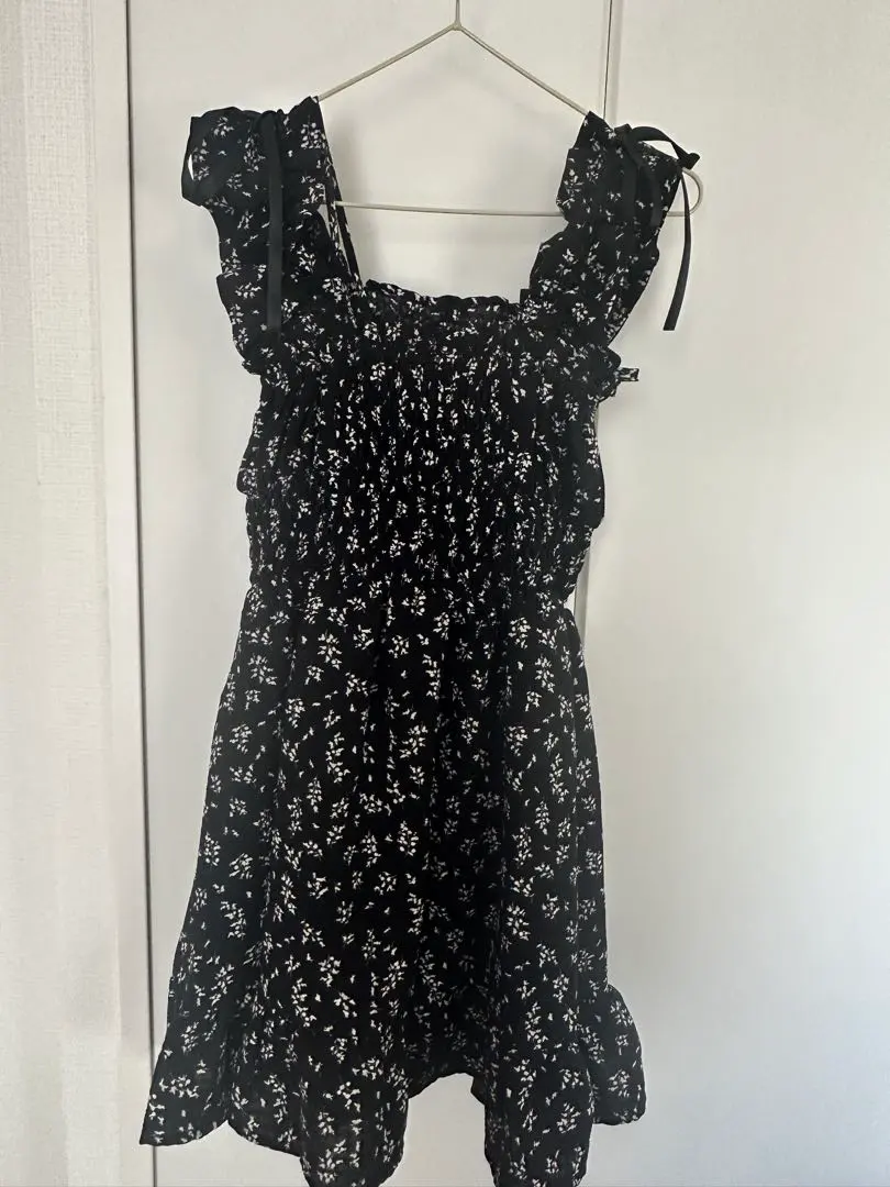 Thumbnail of Floral camisole dress, black, with frills