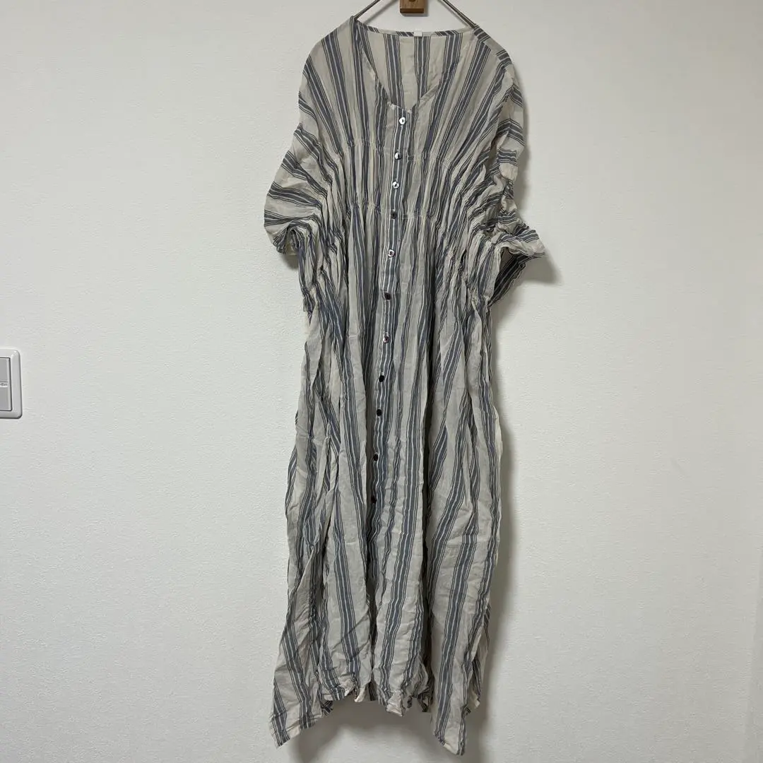 Thumbnail of 984 Shirt Dress Blouse Summer Autumn Stripe Long Length Cute Casual