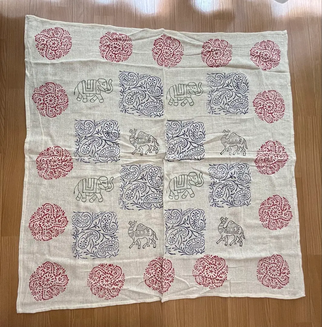 Thumbnail of Indian-made multi-cover fabric with elephant and camel pattern
