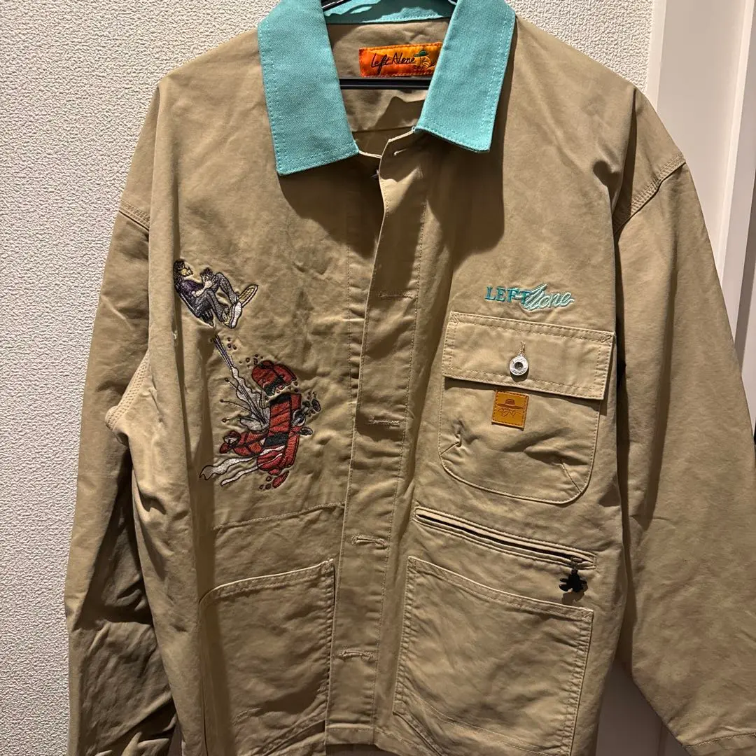 LEFT ARONE刺繡外套 米色/綠松石色 的縮圖