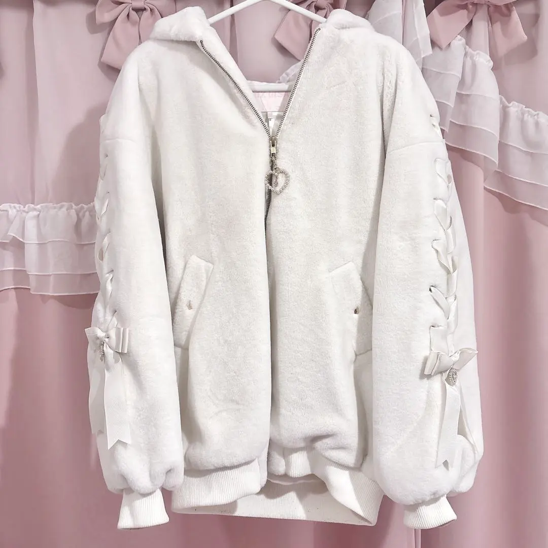 Thumbnail of LIZLISA Rabbit Ear Fur Blouson, White