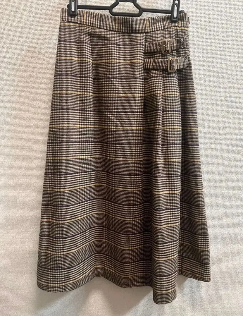 Thumbnail of 35 grove Checkered Long Skirt, Brown, Buckle, M