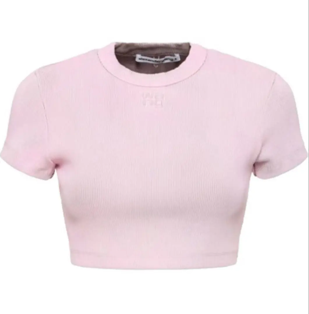 Alexander Wang Tシャツ クロップド丈 ピンク alexanderwang アレキサンダーワング エンボスロゴ スーパー