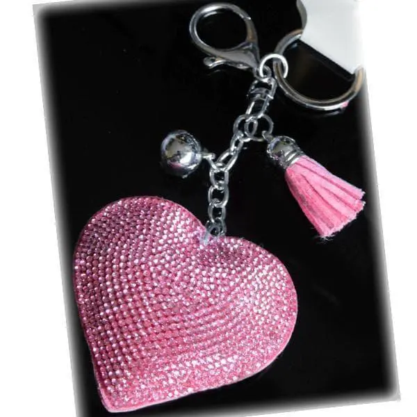 Thumbnail of Heart Rhinestone Keychain/Charm B Pink ☆