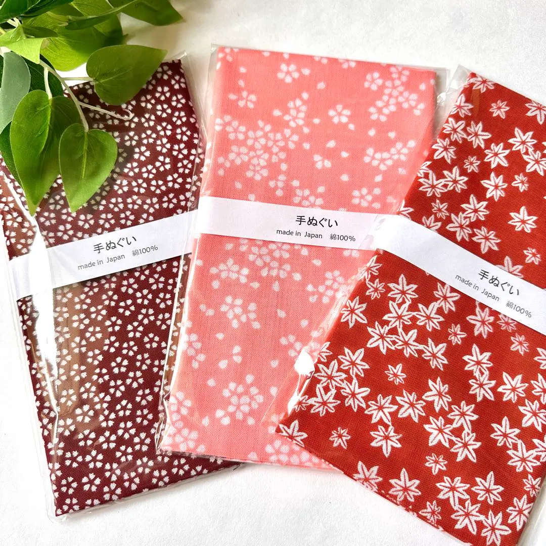Thumbnail of ★Special price 3-piece set Tenugui hand towel Sakura pattern Popular pattern Maple 100% cotton Floral pattern Souvenir