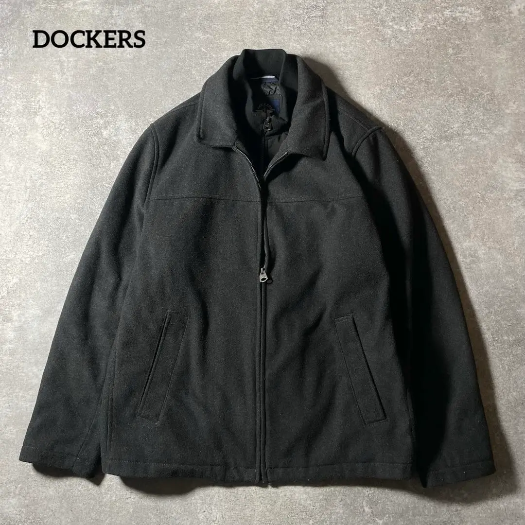【最終値下】dockers ラムレザージャケット　90s 00s レザーブルゾン 90s DOCKERS ドッカーズ 高品質 ラム レザー ジャケット 黒 L