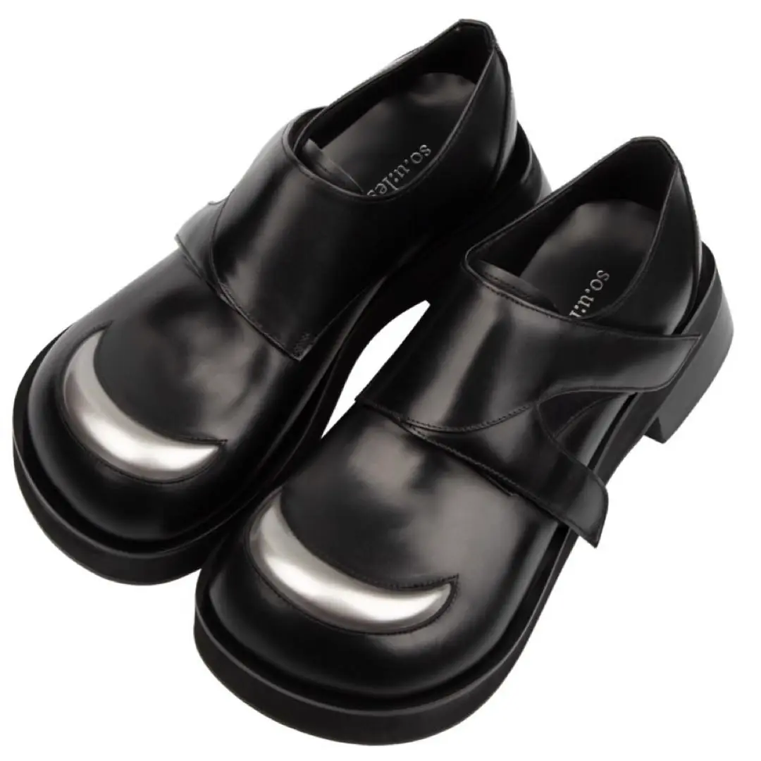 soulesures x sur8ery黒 レザー サイドゴアブーツ 厚底