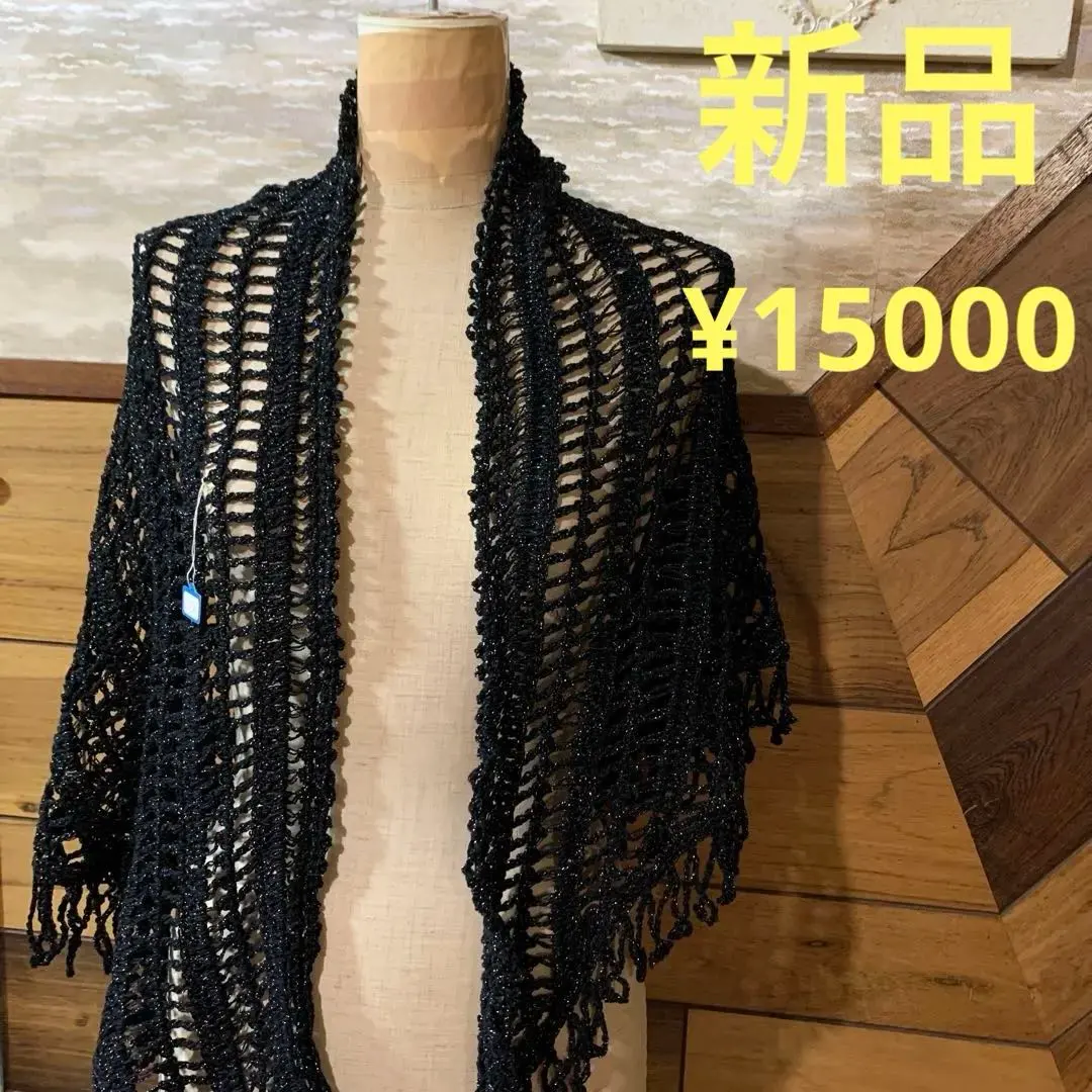 Thumbnail of ☆ New Handmade Black Lace Triangle Shawl ¥15000