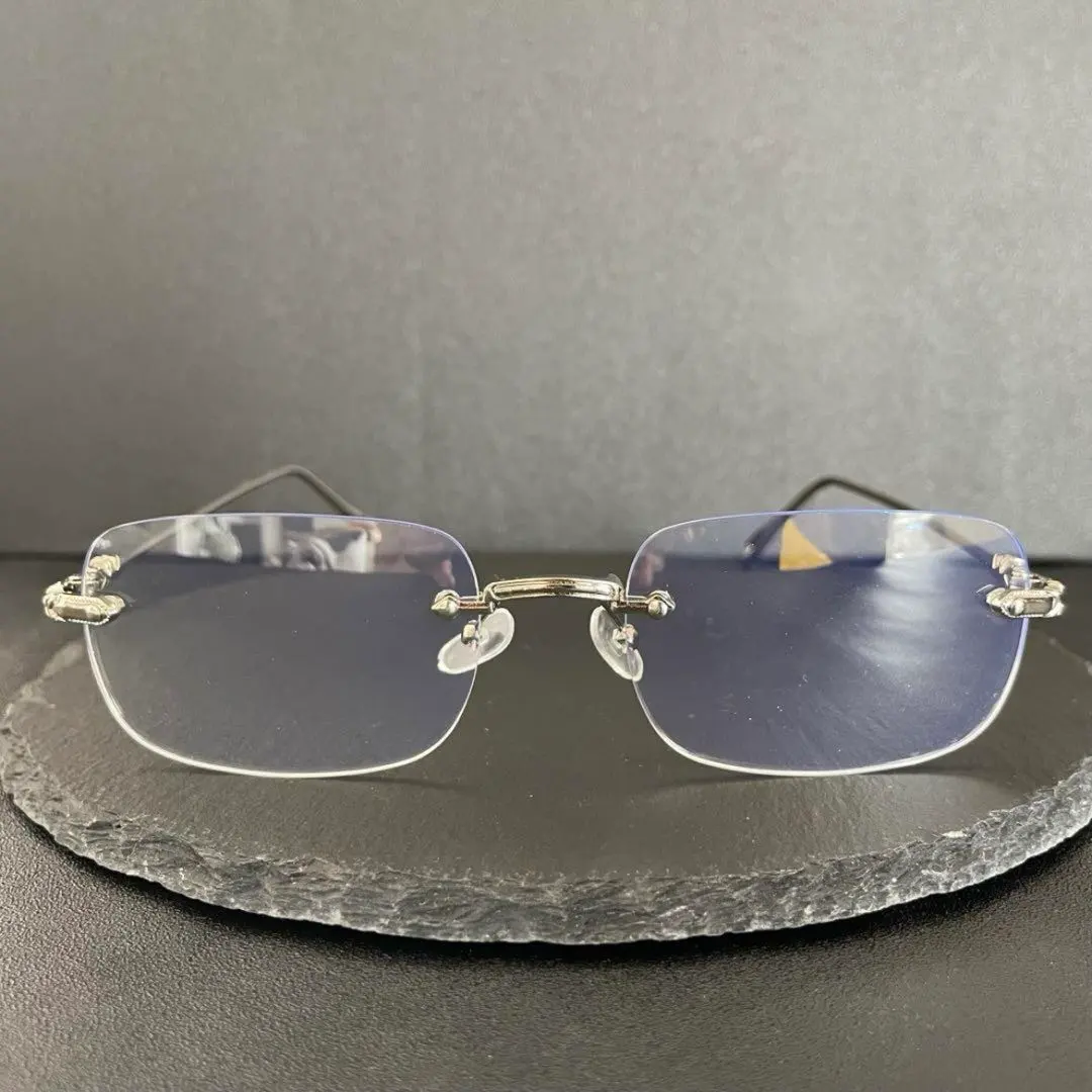 無框眼鏡 兩點式 y2k y3k 90 透明 銀色 的縮圖