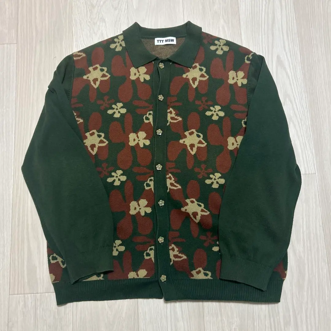 トップス TTT MSW 23SS Flower camo knit polo L ttt_msw 23SS Flower Camo Knit Polo 緑 L