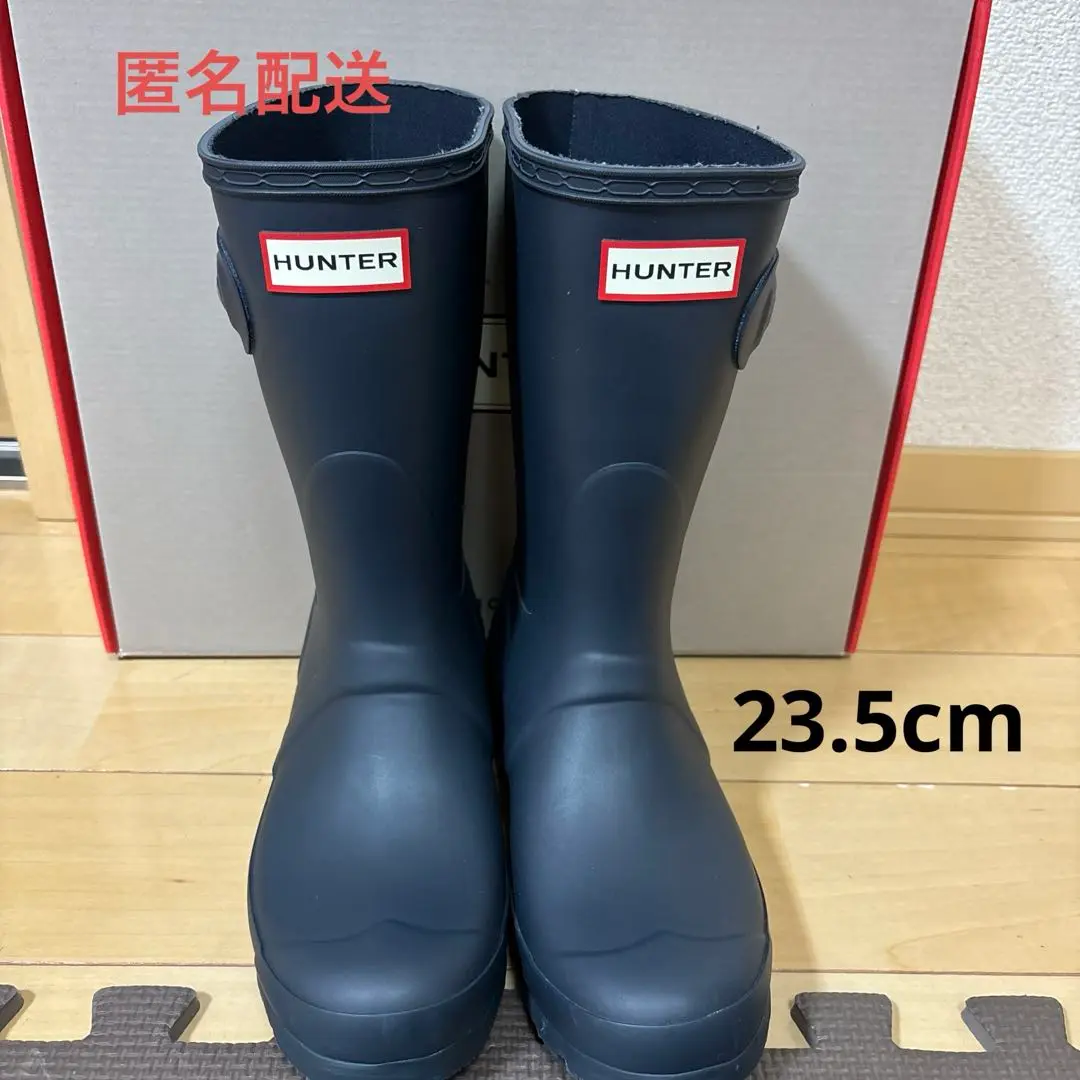 23.5㎝ 美品HUNTERロングレインブーツUK4ハンターヒール ネイビー 新品 23cm ハンター レインブーツ ネイビー HUNTER 長靴 レイン