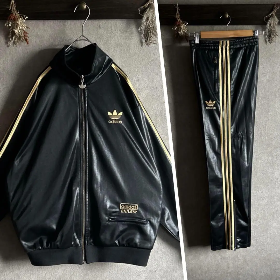 アディダス ジャージ トラックジャケットセットアップ コーティング　黒 金 L Yahoo!オークション - [ADIDAS] 黒×金 コーティングジャージ